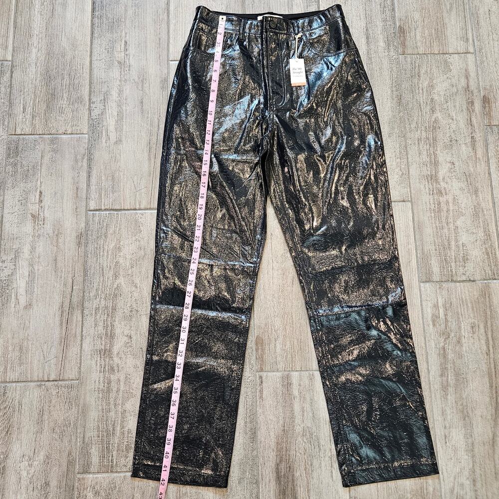 Abercrombie & Fitch The‎ 90’s Straight Ultra High Rise Vegan Leather Pants 30/10 - Picture 4 of 9